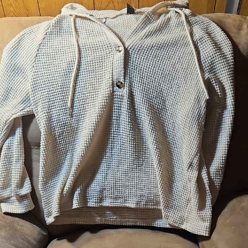 Elegant Cream Waffle Knit V-Neck Sweater